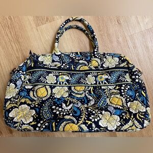 Vera Bradley Medium Duffel Bag Ellie Blue blue yellow elephants floral paisley